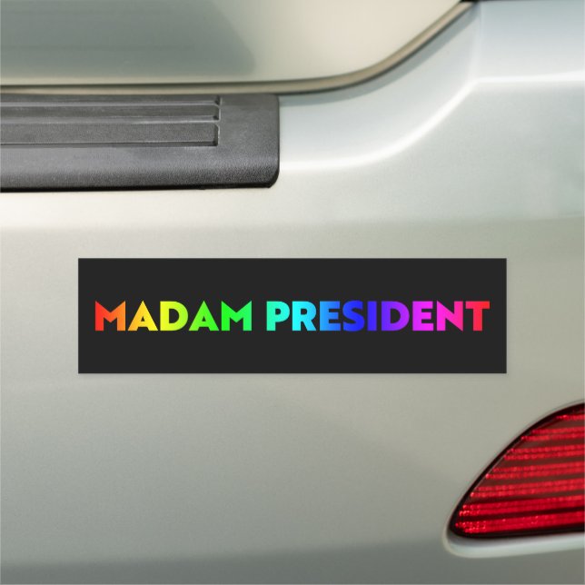 Madam President rainbow gradient typography black Car Magnet (In Situ)