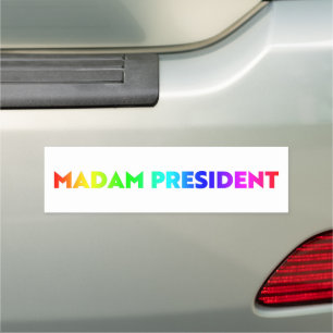 Madam President rainbow gradient typography pride Car Magnet