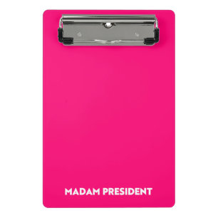 Madam President typography minimalist hot pink Mini Clipboard