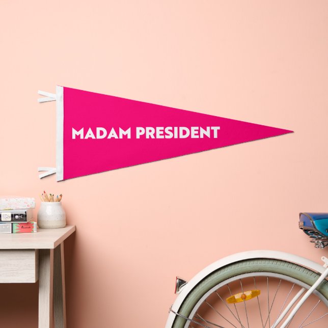 Madam President typography modern hot pink Pennant Flag (Front)
