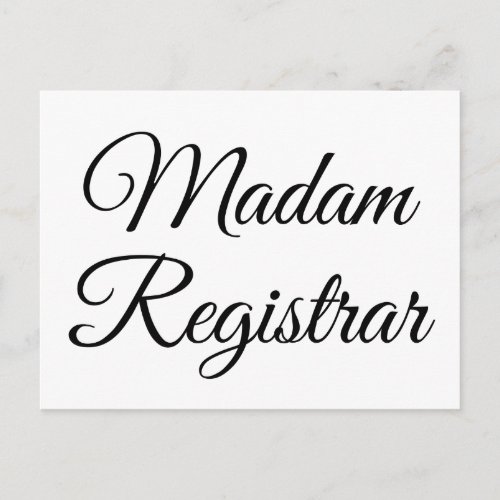Madam Registrar Postcard