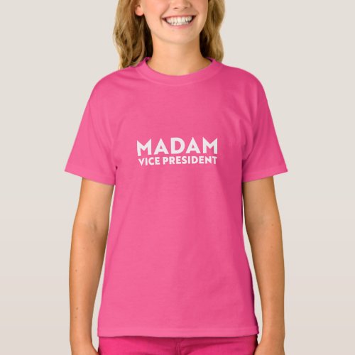 Madam Vice President kamala Harris white letters T_Shirt