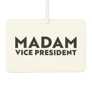 Madam Vice President white black modern typography Air Freshener