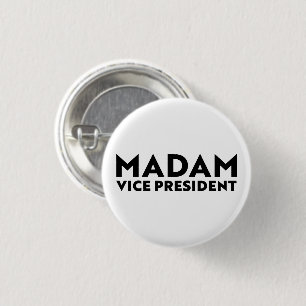 Madam Vice President white black modern typography Button