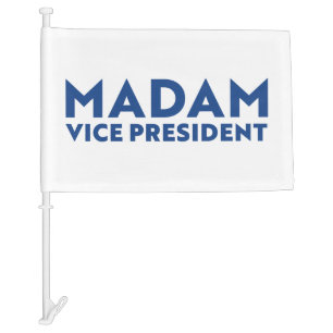 Madam Vice President white blue modern typography Car Flag