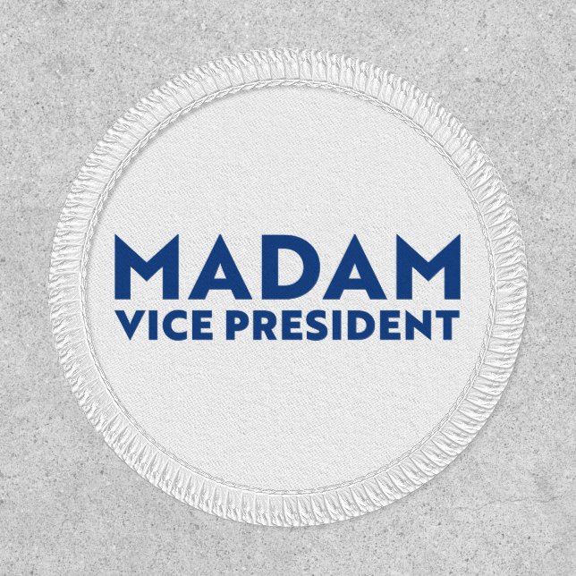 Madam Vice President white blue modern typography  Patch (Front)