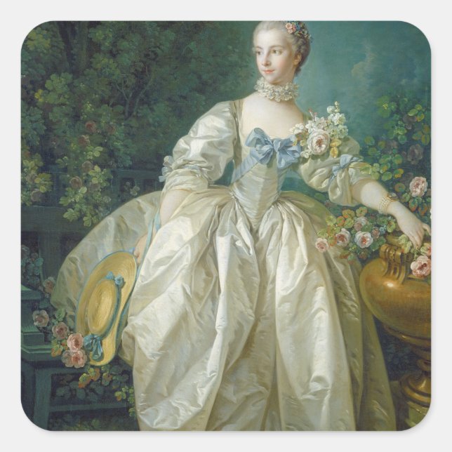 Madame Bergeret, c. 1766 (oil on canvas) Square Sticker (Front)