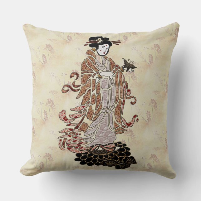 Madame Butterfly Throw Pillow (Front)