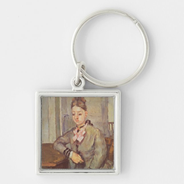 Madame Cezanne Leaning on a Table, 1873-77 Keychain (Front)