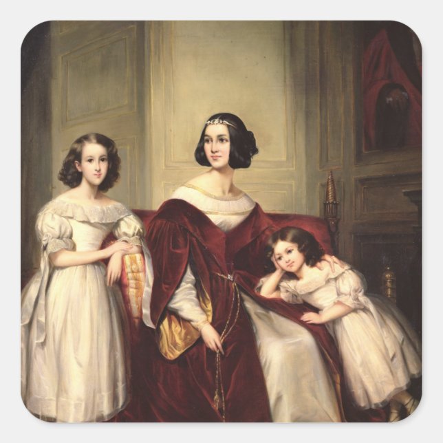 Madame de Nonjon and her Two Daughters, 1839 Square Sticker (Front)