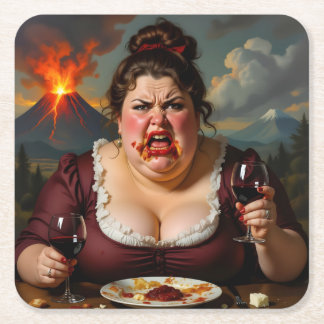 “Madame Lava-Cake”- She Blows At A Moments Notice Square Paper Coaster