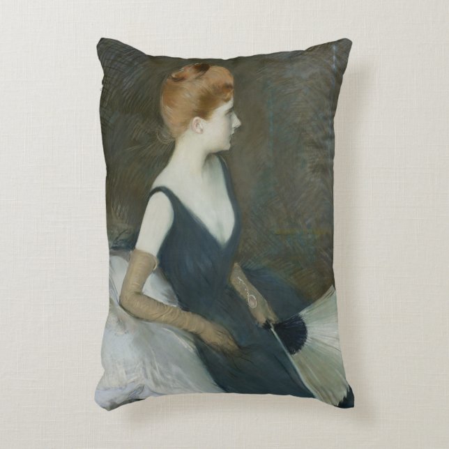 Madame Marthe Letellier Sitting on a Sofa Decorative Pillow (Front(Vertical))