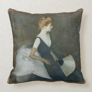 Madame Marthe Letellier Sitting on a Sofa Throw Pillow