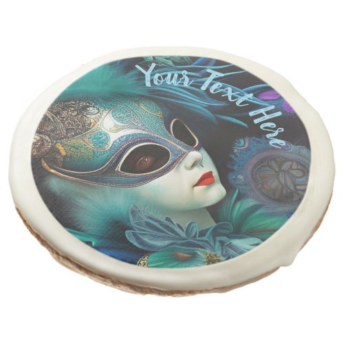 Madame Masquerade Teal Sugar Cookie