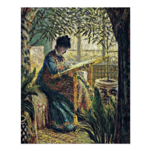 Madame Monet Embroidering Poster