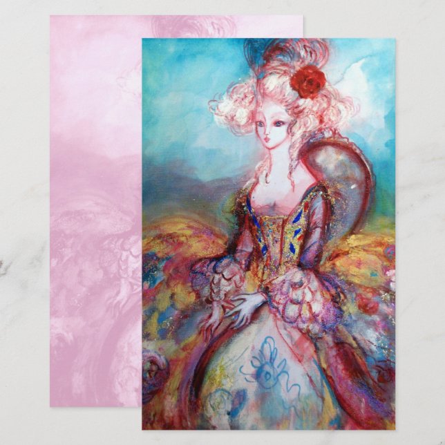 MADAME POMPADOUR ,Blue Soft Pink Beauty Fashion Stationery (Front/Back)