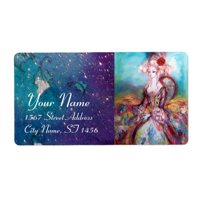 MADAME POMPADOUR ,bright pink blue green Label (Front)