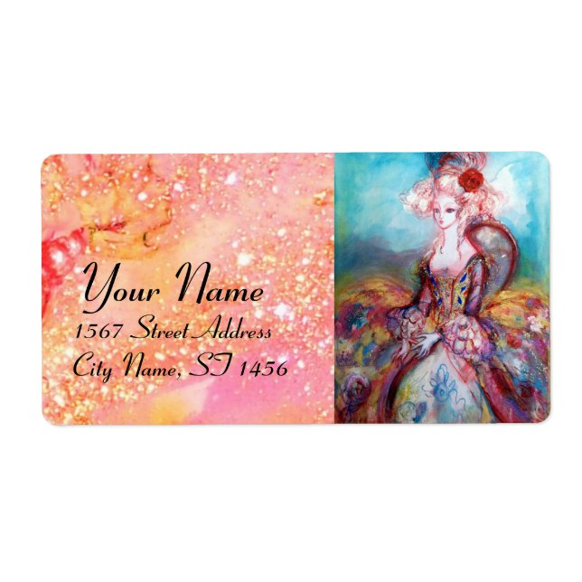 MADAME POMPADOUR ,bright pink blue green Label (Front)