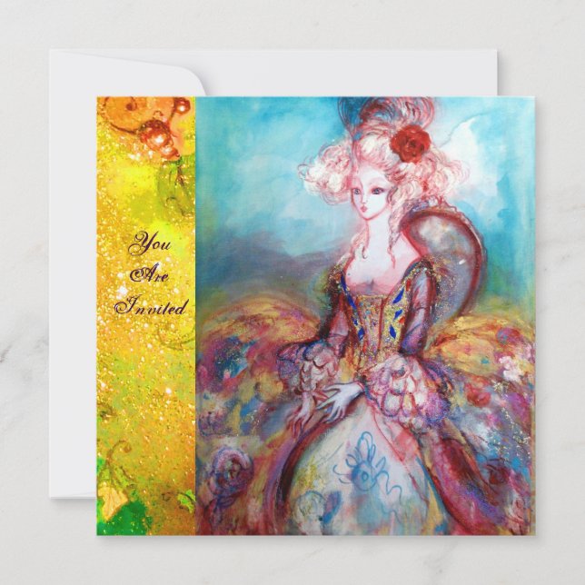 MADAME POMPADOUR ,Classy Gold Costume Party Invitation (Front)