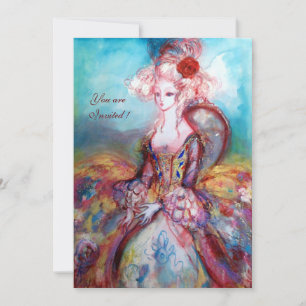 MADAME POMPADOUR ,Classy Gold Costume Party Invitation