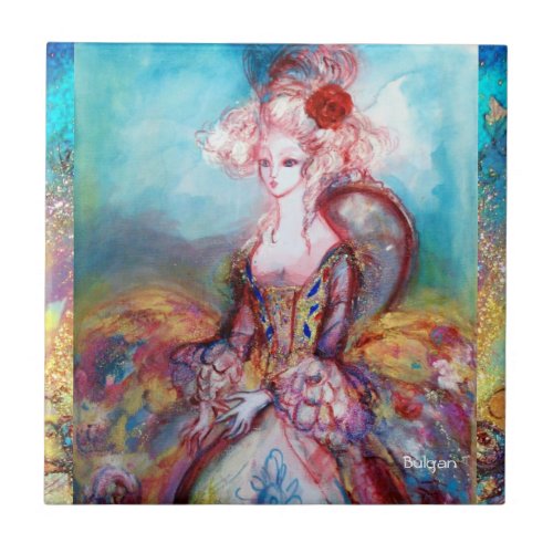 MADAME POMPADOUR gold blue pink Ceramic Tile