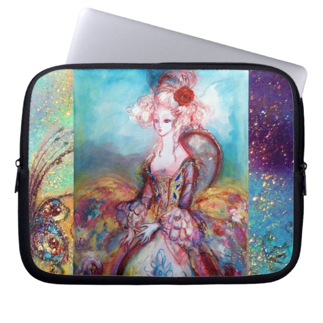 MADAME POMPADOUR gold blue pink Laptop Sleeve (Front)