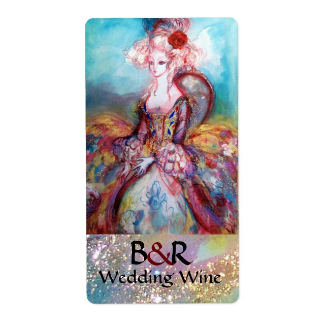 MADAME POMPADOUR MONOGRAM  Wedding Wine Label (Front)