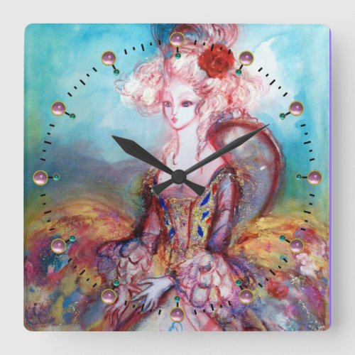 MADAME POMPADOUR SQUARE WALL CLOCK