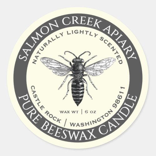 Made By Bees Queen Bee Beeswax Candle Label Ivory