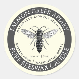 Made By Bees Queen Bee Beeswax Candle Label Ivory