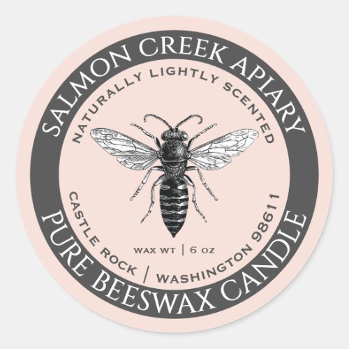 Made By Bees Queen Bee Beeswax Candle Label Pink