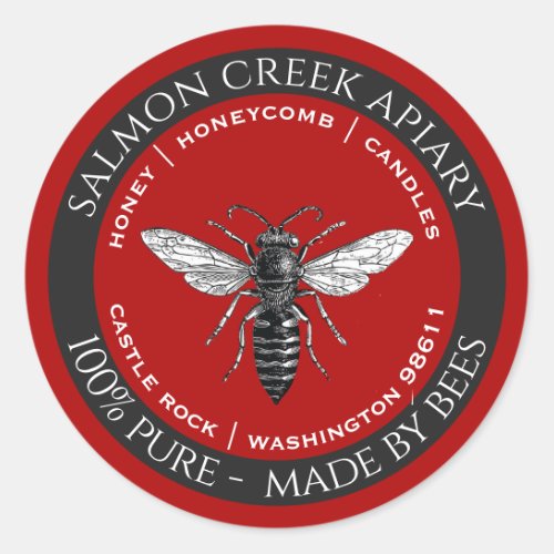 Made By Bees Queen Bee Honey Apiary Products Logo Classic Round Sticker