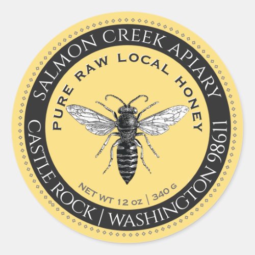 Made By Bees Queen Bee Pure Raw Local Honey  Classic Round Sticker
