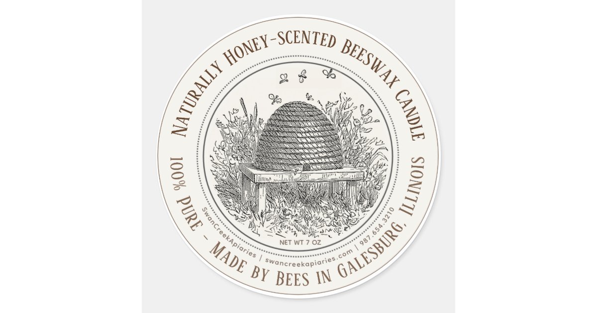 Made by Bees State Name Beeswax Candle Skep Bees S Classic Round