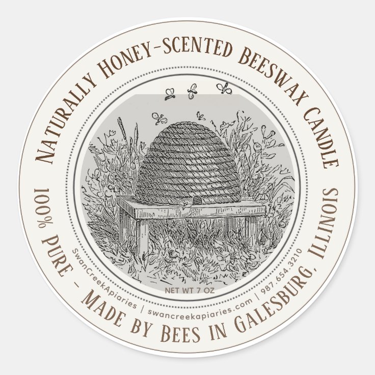 Made by Bees State Name Beeswax Candle Skep Bees S Classic Round