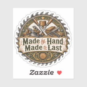 Made by Hand Woodworking Heritage Mug Sticker