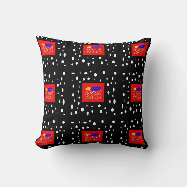 MADE FOR KAREN RED AND BLACK WHITE NAMED THROW PILLOW (Front)