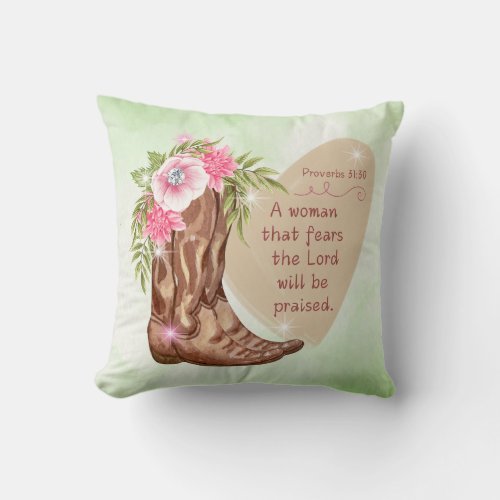 Made for Mom Proverbs 3110 Cowgirl Boot Pillow