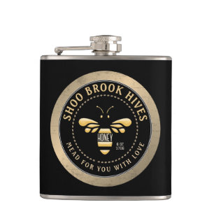 Made for you Apiary Name Copper and Black Honeybee Flask