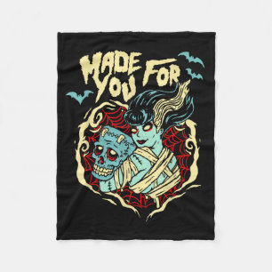 Made For You Zombie Lovers Frankenstein Valentines Fleece Blanket
