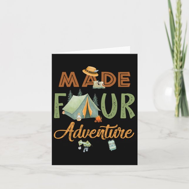 Made Four Adventure 4th Birthday Camping Themed Pa Card (Front)