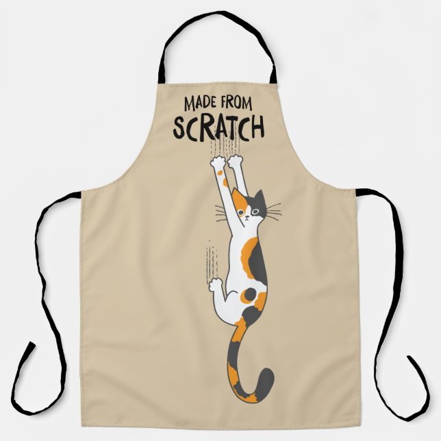 Made From Scratch Funny Calico Cat Hanging On  Apron (Front)