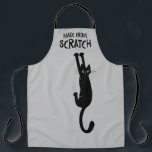 Made From Scratch Funny Cat Hanging On Apron<br><div class="desc">A fun apron for cat people. Perfect for baking,  outdoor BBQ,  pet groomers,  painters and more. "Made from Scratch" with black cat hanging on. Makes a great gift!</div>