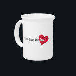 Made from the Heart Food Label Drink Pitcher<br><div class="desc">Families make food with love, use these to label the food gifts you give to others. The make a great gifts for your grandma, mom, aunt or anyone who loves to cook! Great for labeling homemade jams, baked goods, potlucks and other food gifts. Customize it for yourself or your favorite...</div>