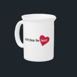 Made from the Heart Food Label Drink Pitcher<br><div class="desc">Families make food with love, use these to label the food gifts you give to others. The make a great gifts for your grandma, mom, aunt or anyone who loves to cook! Great for labeling homemade jams, baked goods, potlucks and other food gifts. Customize it for yourself or your favorite...</div>