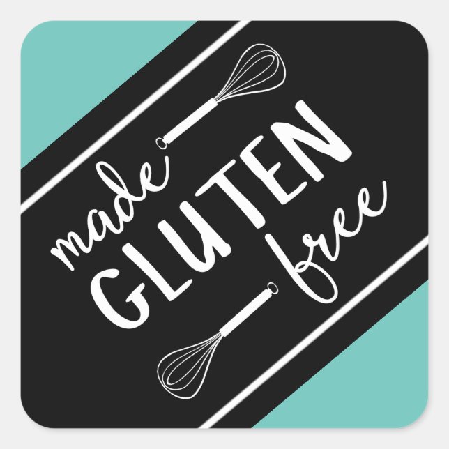 Made Gluten Free Bakery Whisk Green & Black Square Sticker (Front)