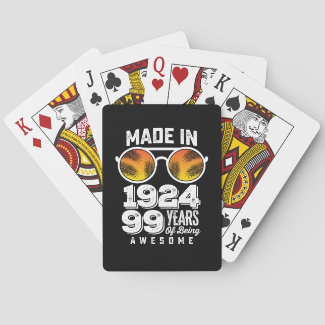 Made In 1924 99 Years Of Being Awesome Poker Cards (Back)