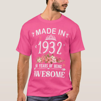 Made In 1932 90 Years Of Being Awesome Flowers boy T-Shirt