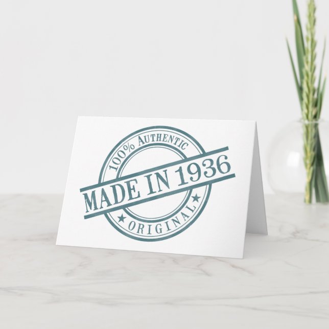 Made in 1936 Round Rubber Stamp Logo Birth Year Card (Front)