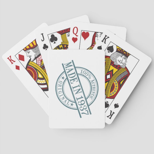 Made in 1937 Round Rubber Stamp Style Logo Poker Cards (Back)